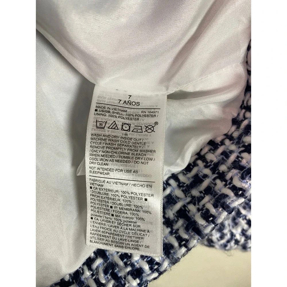 Janie and Jack Kids Navy White Tweed Dress and Matching Jacket Set Size 7 Preppy